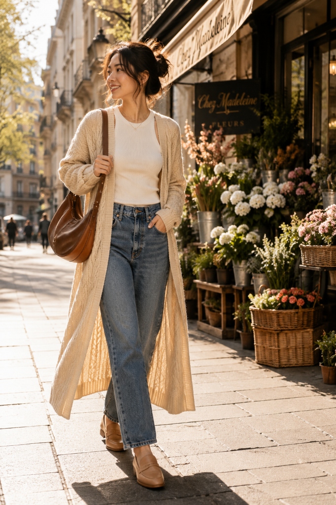 Cream Tank & Olive Pants Slide 3
