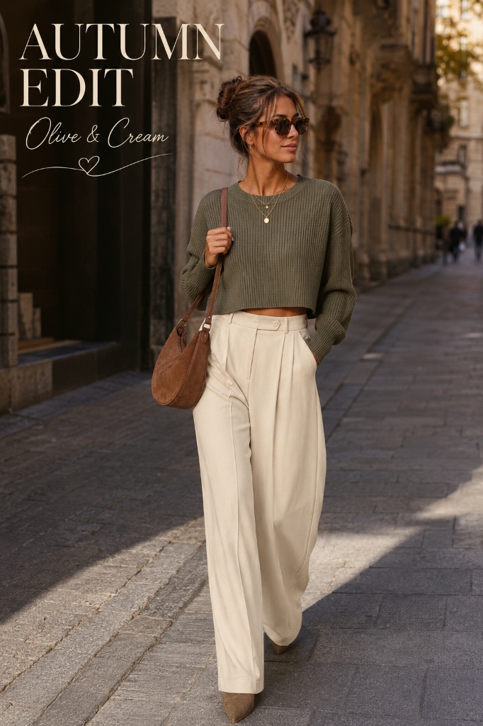 Olive Cropped Knit Slide 1