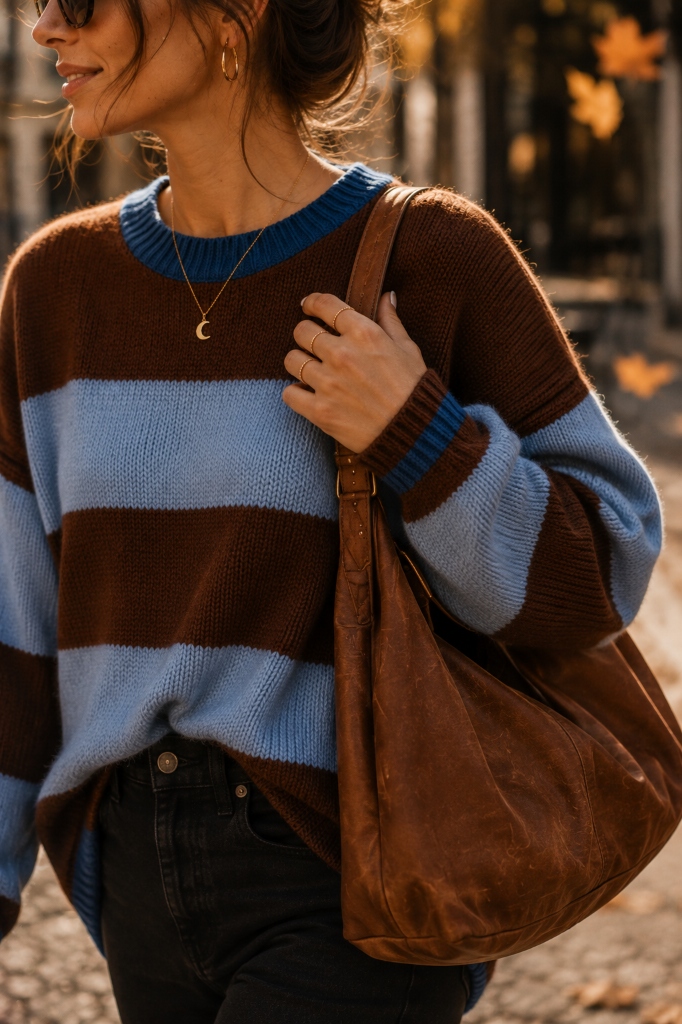Mocha Striped Knit Slide 5