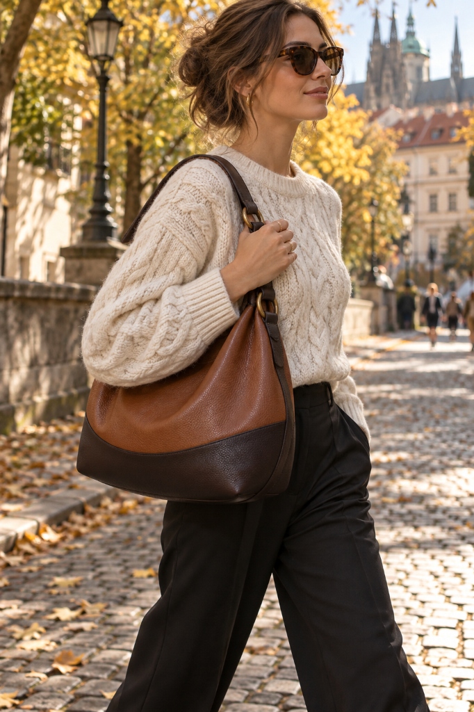 Autumn Cable Knit & Black Trousers Slide 4