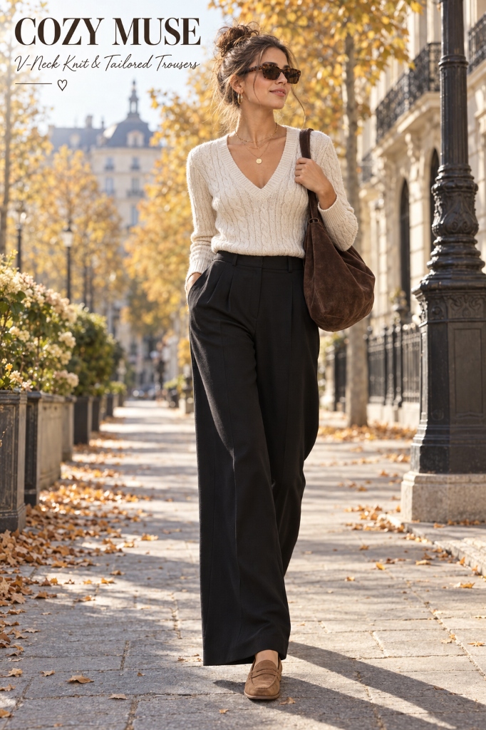Parisian V-Neck Knit Main Look 1
