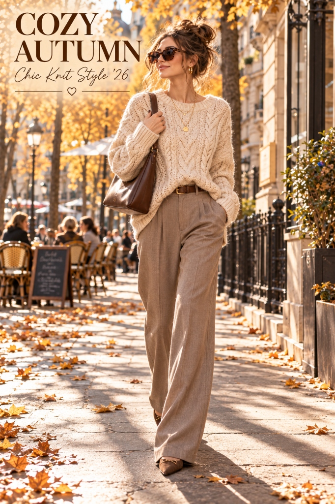 Parisian Cream Cable Knit Main Look 1