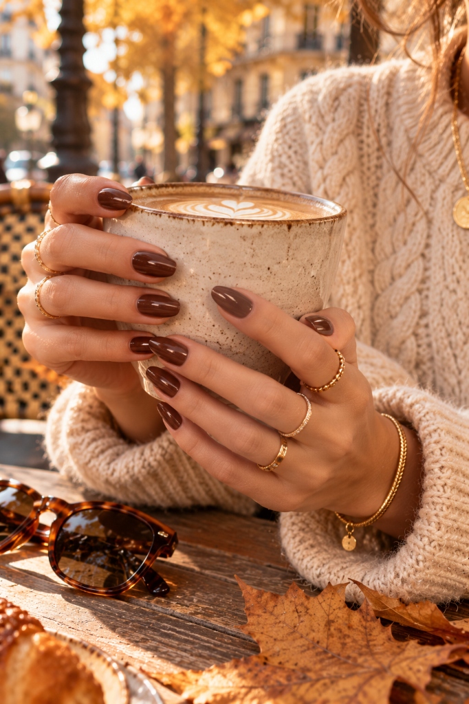 Parisian Cream Cable Knit Look 5 (Espresso Nails)