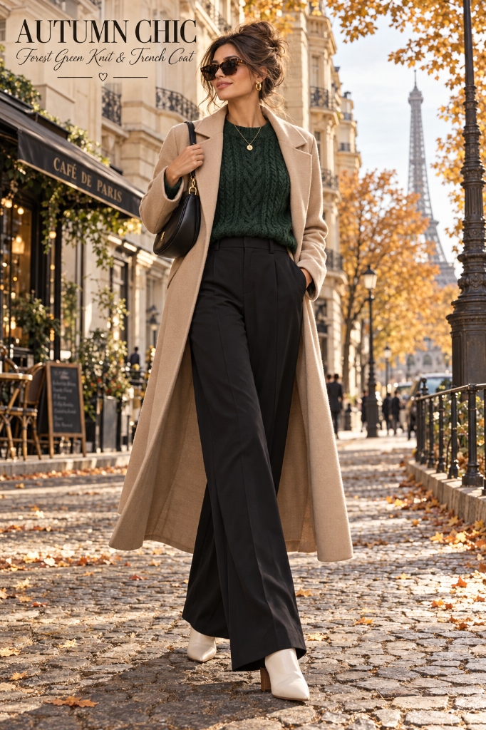 Parisian Green Cable Knit Main Look 1