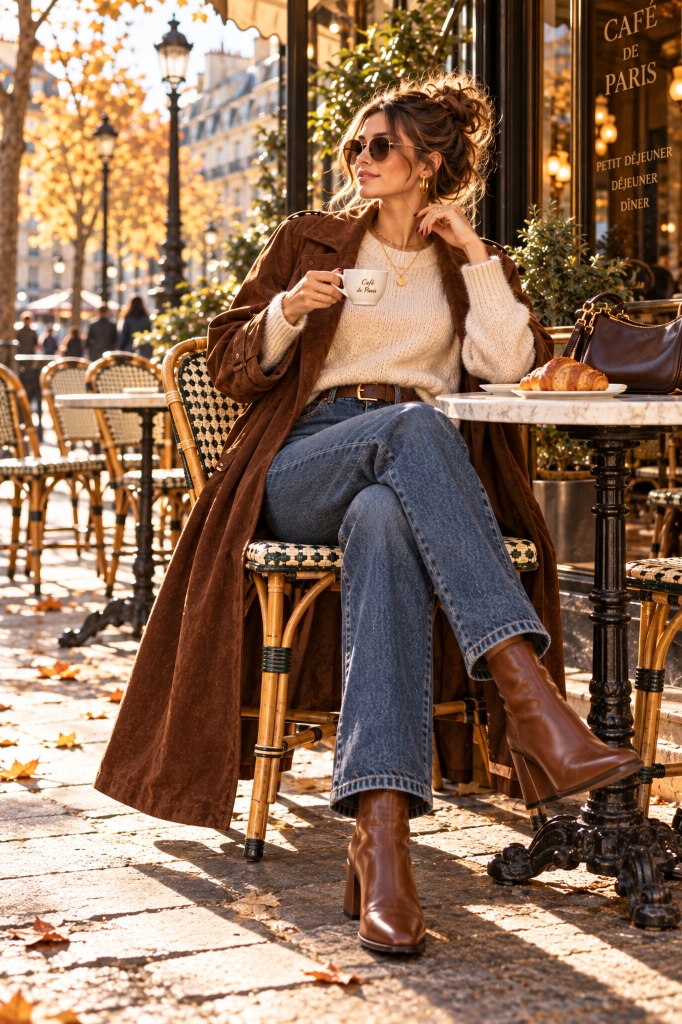 Parisian Cafe Terrace Suede Look (Look 35)