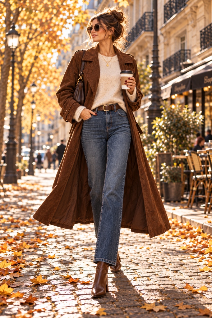 Parisian Stroll Suede Trench Look (Look 35)