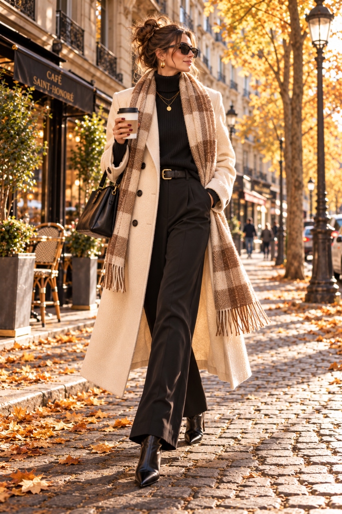 Parisian Stroll Cream Coat Look (Look 36)