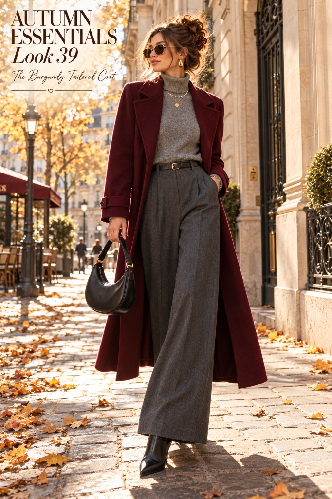 Tailored Burgundy Coat Main Look