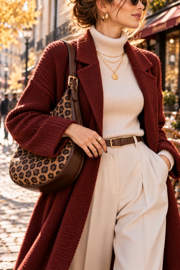 Leopard Print Suede Hobo Bag & Gold Details