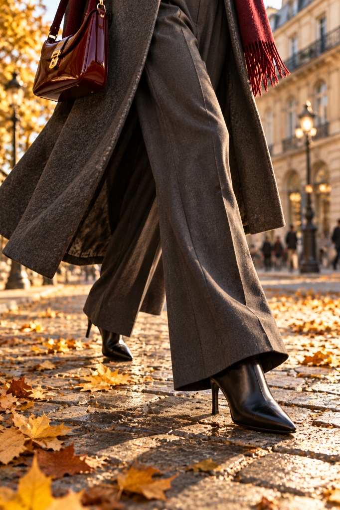 Black Pointed Ankle Boots & Wide Leg Trousers Cobblestone Walk